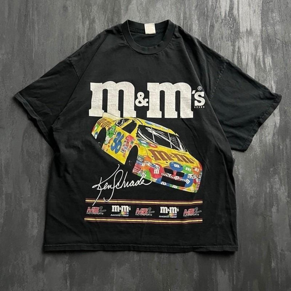 Vintage M&Ms Nascar Shirt Mens XXL Black 1990s Ken Schrader